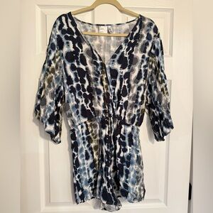 Stylish Blue and Green Patterned Dress